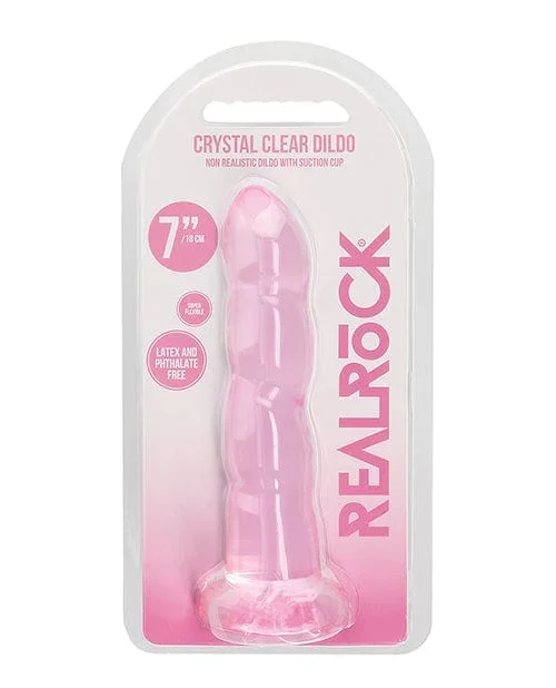 Shots Realrock Crystal Clear Non Realistic 7″ Dildo – Pink