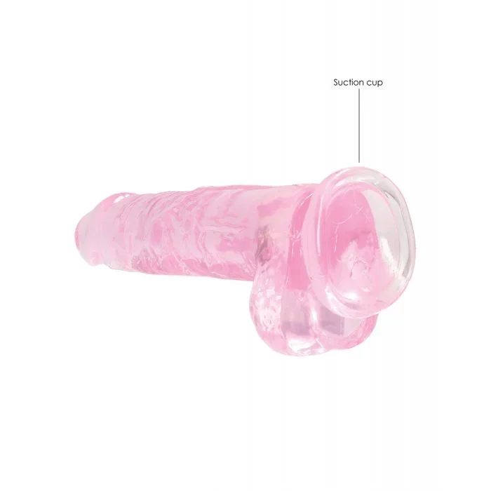 Shots RealRock Realistic Crystal Clear 8″ Dildo w/Balls – Pink