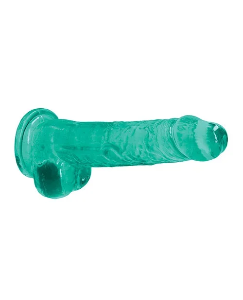 Shots RealRock Realistic Crystal Clear 8″ Dildo w/Balls – Turquoise