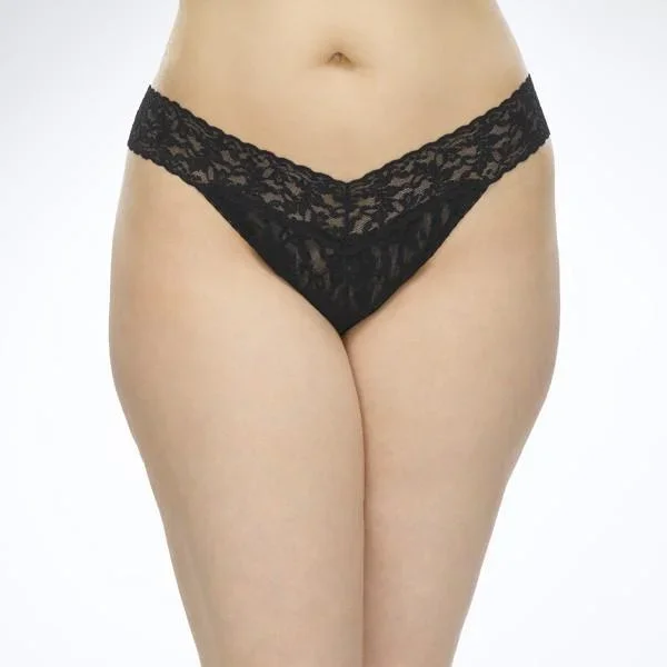 Signature Lace Original Rise Thong – Black – Queen/One Size