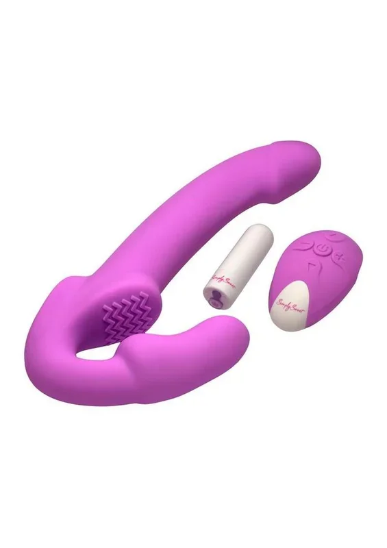 Simply Sweet Candy Crush Vibrating Rechargeable Silicone Strapless Strap-On with Remote