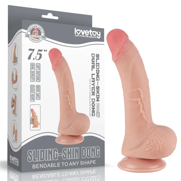 Sliding Skin Dual Layer Dong – Flesh 19.5 cm (7.5”) Dong with Flexible Skin