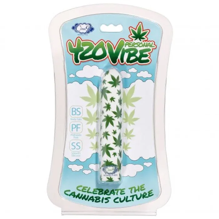 Slim Cannabis Leaf Vibe White and Green Adult Intimacy Toy