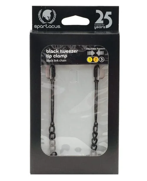 Spartacus Adjustable Black Tweezer Nipple Clamps with Chain