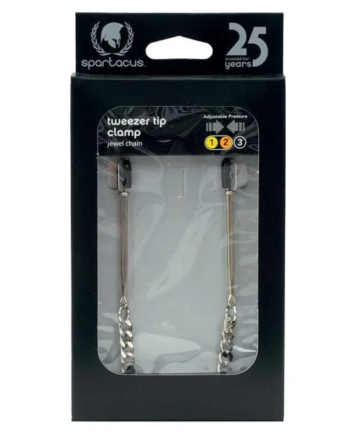 Spartacus Adjustable Tweezer Nipple Clamps with Jewel Chain
