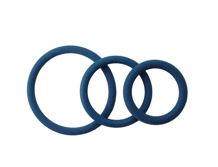 Spartacus Gear Soft Rubber Cock Rings Blue 3 Piece Set – Enhance Sexual Pleasure, Made in the USA