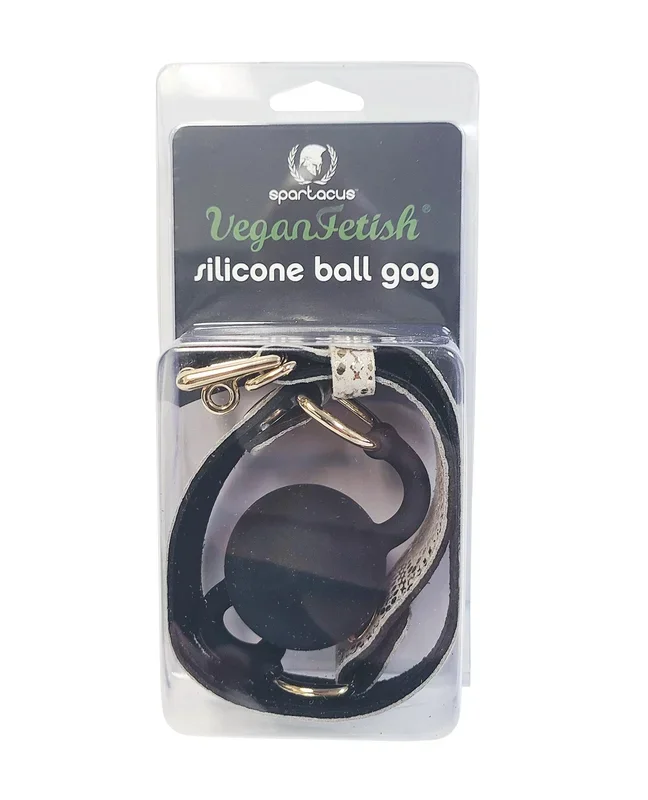 Spartacus Silicone Gag w/Leather Lining – White Snakeskin Micro Fiber