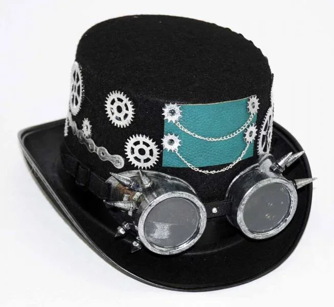 Steampunk Top Hat with Goggles – Black