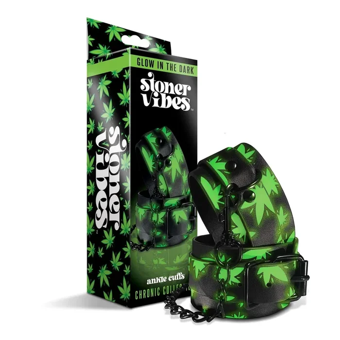 Stoner Vibe Chronic Collection Glow In The Dark Ankle Cuffs: Elevate Your Fetish Play with Style!