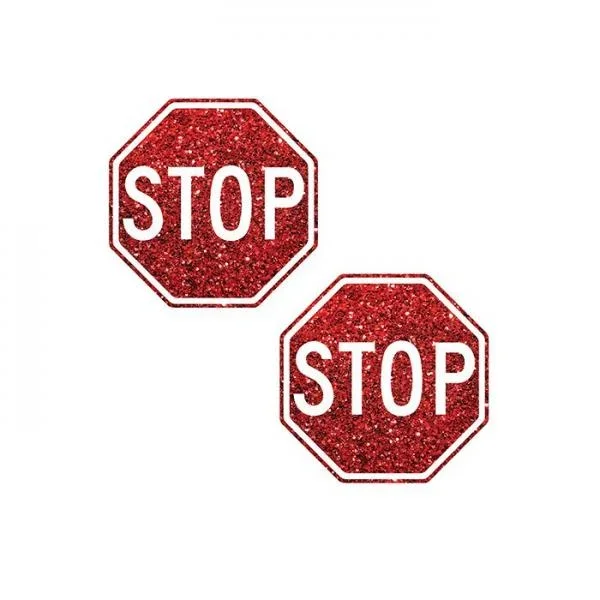 Stop Sign Glitter Pasties – Red