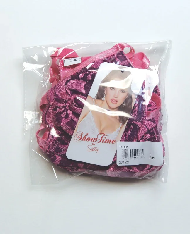 Strappy Floral Lace Teddy – Pink SM