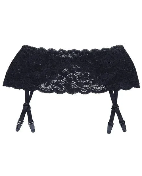 Stretch Lace Garter Belt with Adjustable Garters Black One Size Fits Most