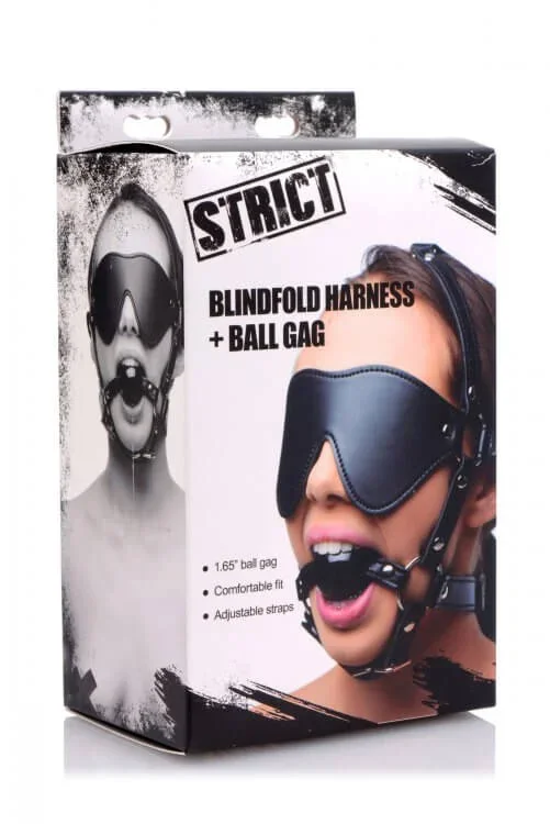 Strict Blindfold Harness with Ball Gag