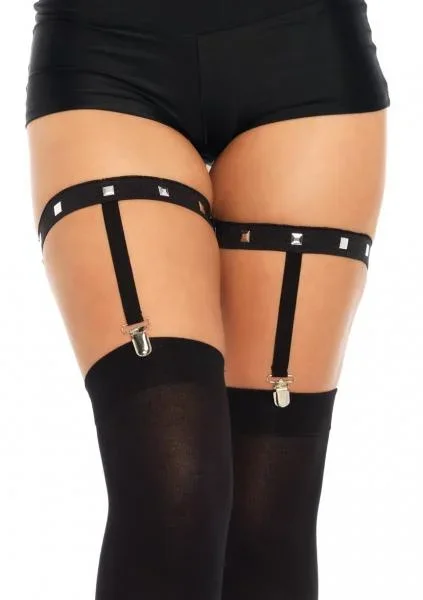 Studded Garter Suspender – Black – One Size