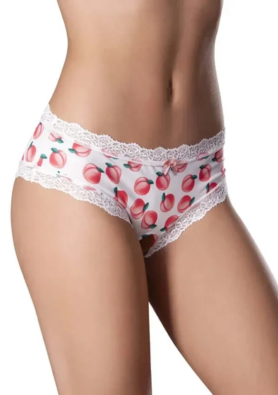 Sweet Treats Crotchless Boy Short with Edible Lube – Peach, L/XL