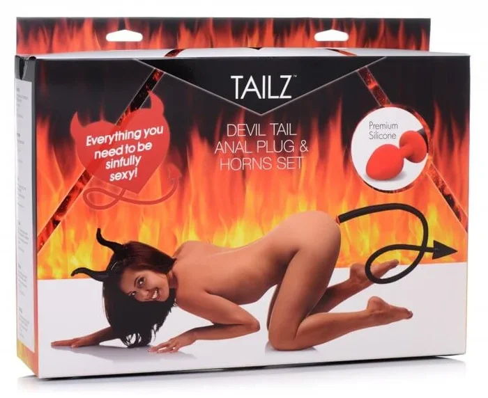 Tailz Devil Anal Plug and Horns Set