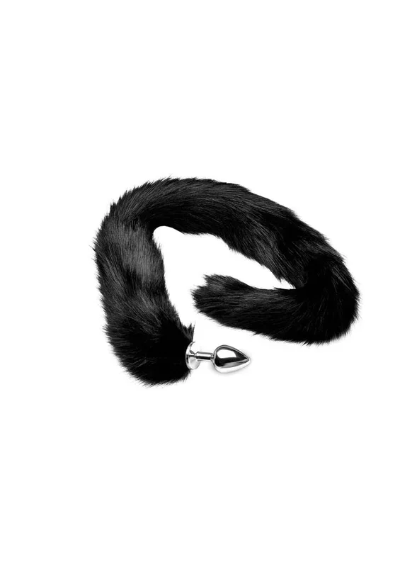 Tailz Extra Long Midnight Mink Tail Anal Plug Luxurious Faux Fur
