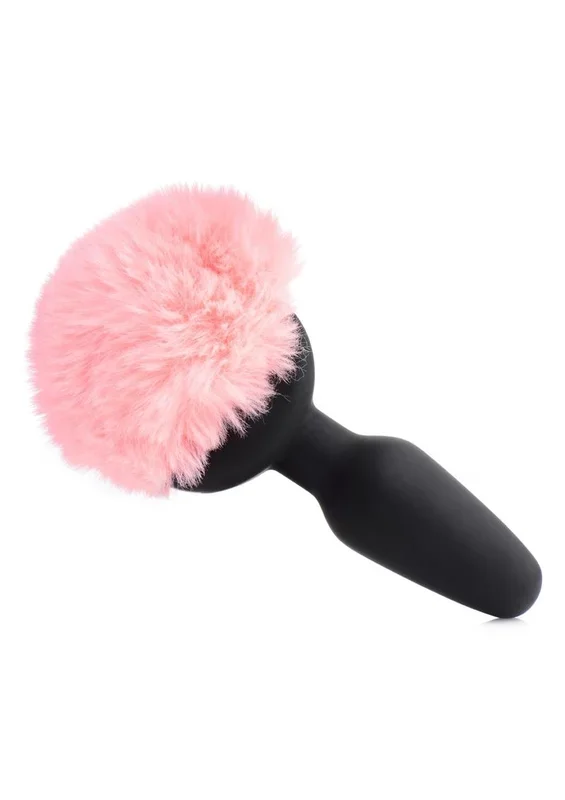 Tailz Vibrating Pink Bunny Tail Anal Plug with Remote Premium Silicone