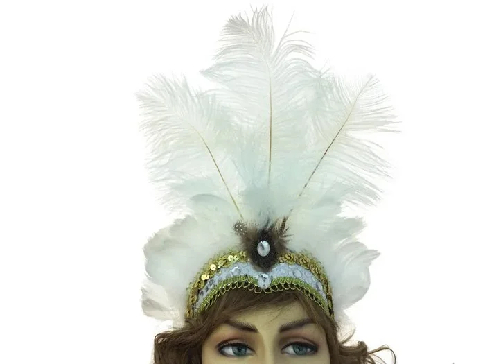 Tall Feather Headband – White