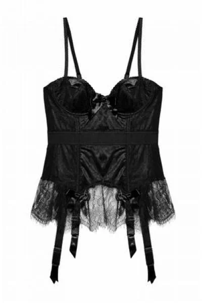 Tempest Lace Basque with Bows – Black –