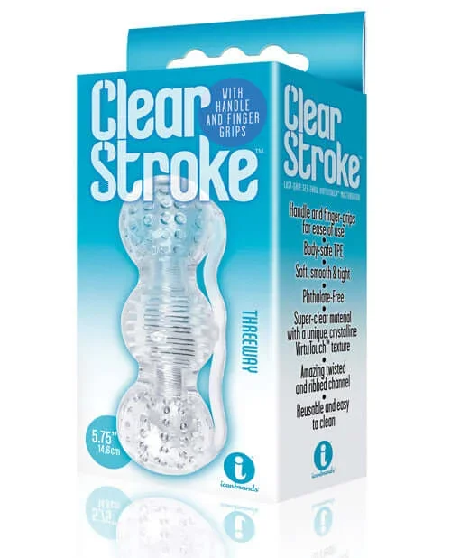 The 9’s – Clear Stroke Threeway Masturbator 5.75 inches – Clear