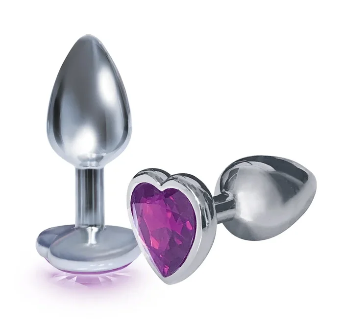 The 9’s the Silver Starter Heart Bejeweled Stainless Steel Plug – Violet