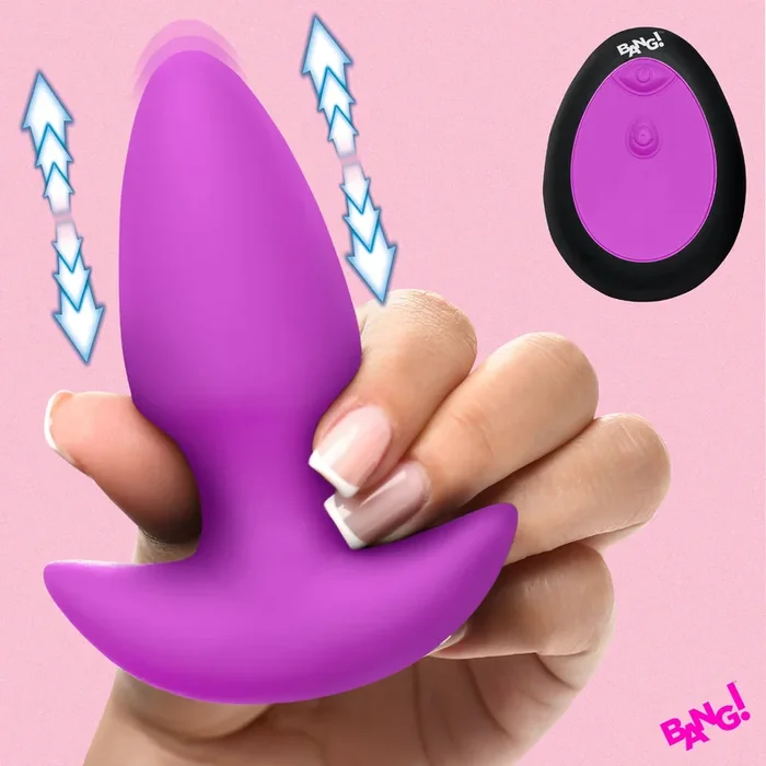 Thrusting & Vibrating Silicone Butt Plug – Purple