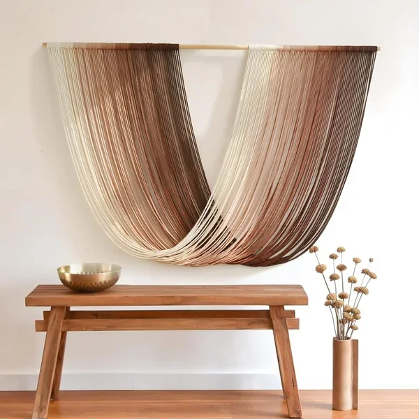 Tie-Dye Macrame Wall Hanging Large Bohemian Yarn Tapestry Wall Décor,59″ Wx 35