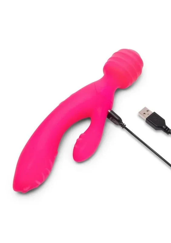 Together Tri Delight Dual-Ended Rechargeable Silicone Triple Stim Wand and Rabbit Vibrator