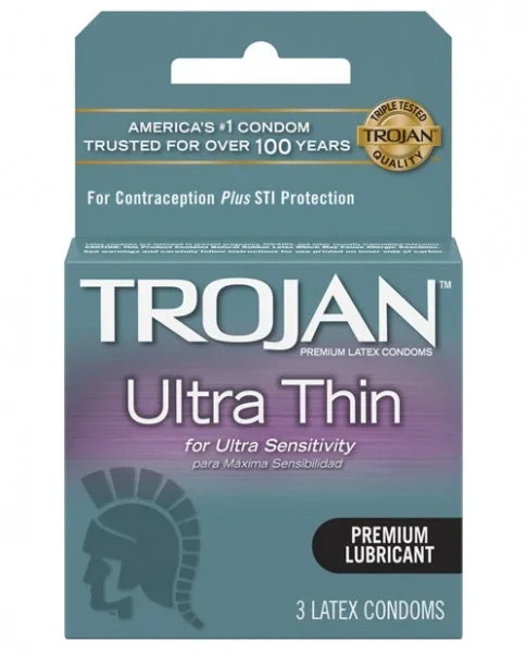 Trojan Ultra Thin Lubricated Condoms – Box of 3