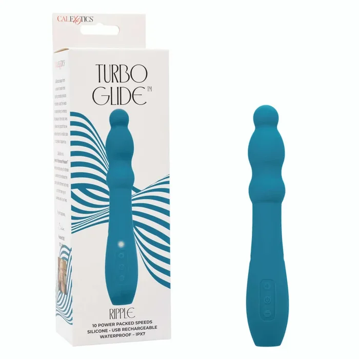 Turbo Glide Ripple Rechargeable Silicone Massager – Blue