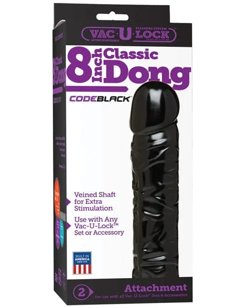 Vac-U-Lock Code Black 8″ Classic Dong