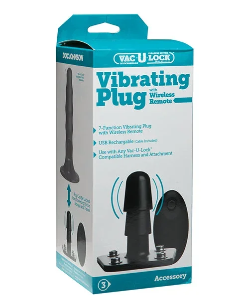 Vac-U-Lock Vibrating Remote Plug w/Snaps – Black
