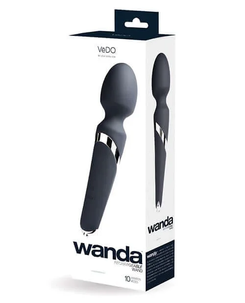Vedo Wanda Rechargeable Massage Wand Vibe Just Black *