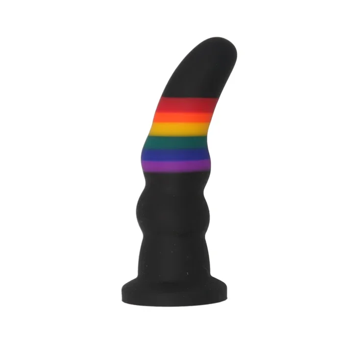 VIBRATING RIBBED RAINBOW PEGGING PROBE