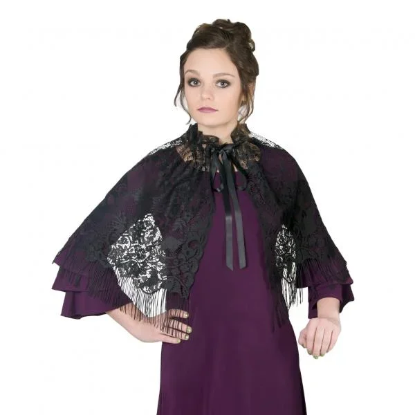 Victorian Lace Capelet – Black – One Size