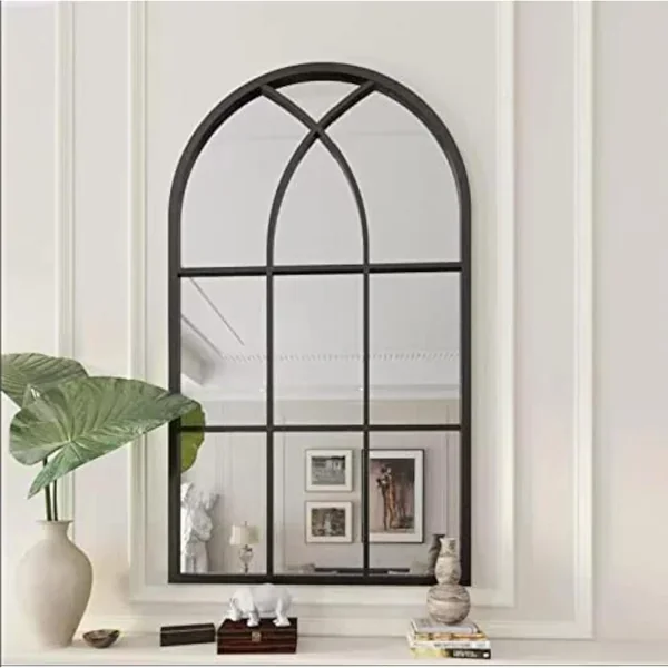 Wall Mirror Mounted Decorative Long Hanging Arched Window Frame Decor Wall-Mou
