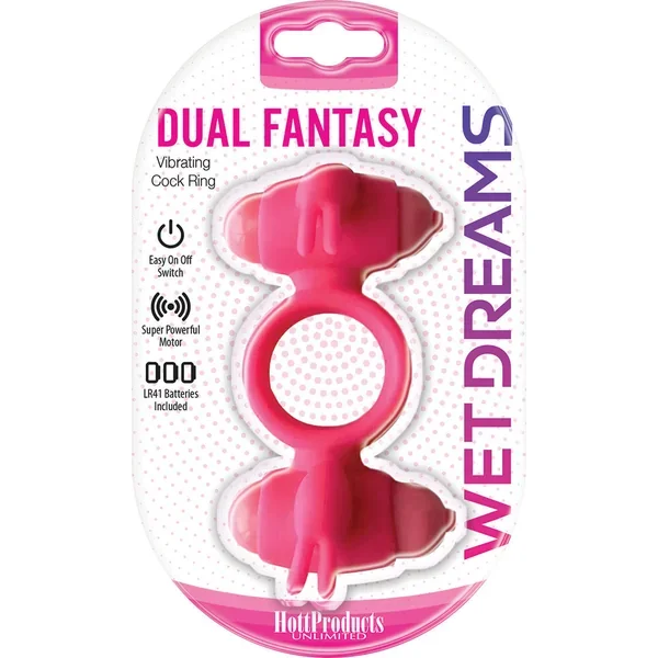 Wet Dreams – Dual Fantasy Cock Ring With Turbo Motors – Pink