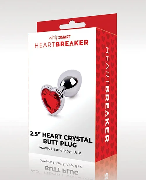 WhipSmart Heartbreaker 2.5″ Heart Crystal Butt Plug – Red
