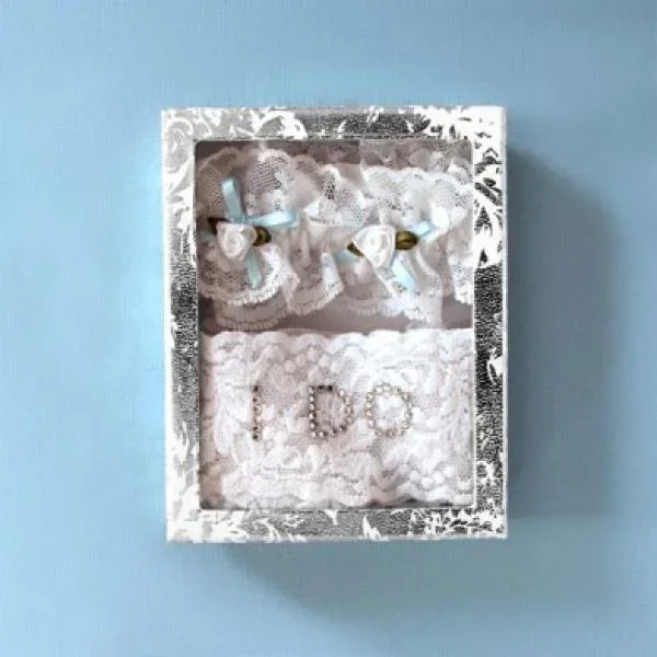 White & Blue – I Do Thong & Leg Garter Set