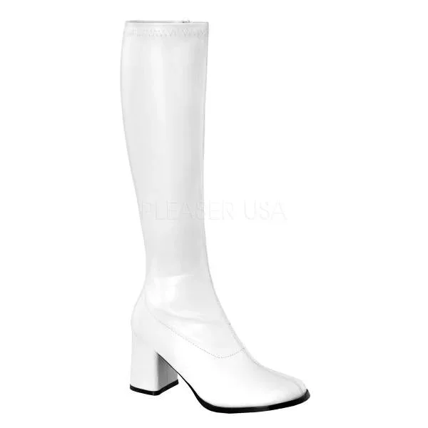 White – 3″ Matte Stretch GoGo Boot – Size