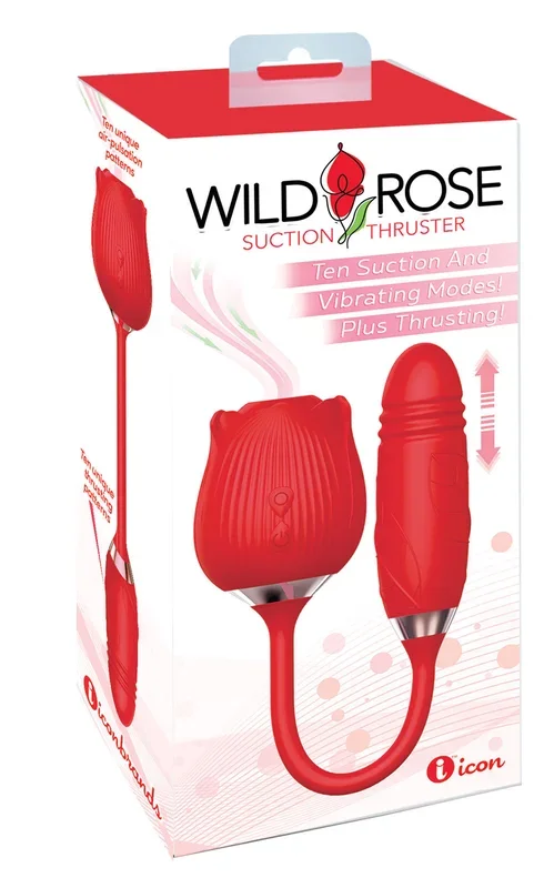 Wild Rose Suction Thruster (Red) – Dual-Ended Vibrator Toy