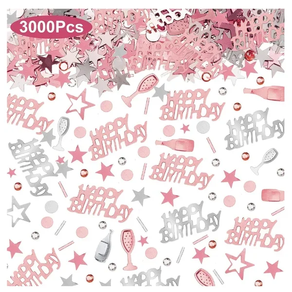WILLBOND 3000 Pieces Rose Gold Birthday Confetti | Star Confetti, Sequins, Confetti Decoration