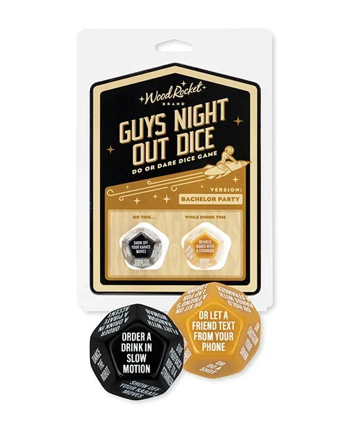 Wood Rocket Guys Night Out Do Or Dare Dice Game – Black