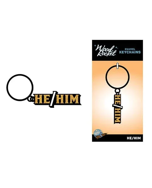 Wood Rocket He / him Keychain – Black / gold