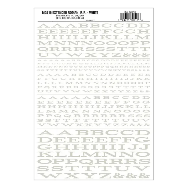 Woodland Extended Roman R.R. Decal White 716