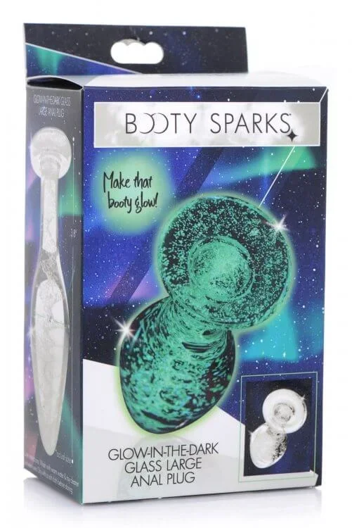 XR Brands Booty Sparks Glow In The Dark Large Anal Plug – Borosilicate Glass