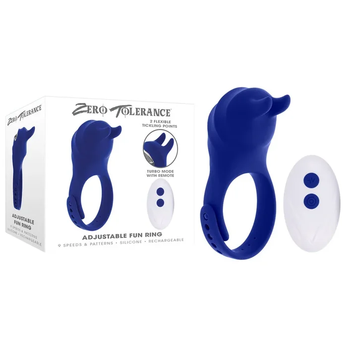 Zero Tolerance ADJUSTABLE FUN RING – Blue USB Rechargeable Cock Ring with Wireless Remote