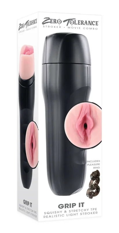 Zero Tolerance Grip It Light Stroker – Realistic Male Masturbator with Vibrating C-Ring