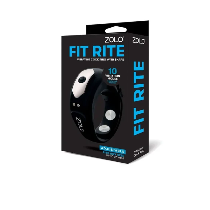 Zolo Fit Rite Vibrate Cock Ring With Snaps – Black